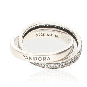Authentic Pandora Intertwined Pandora Logo and Pavé Promise Ring Size 6.5